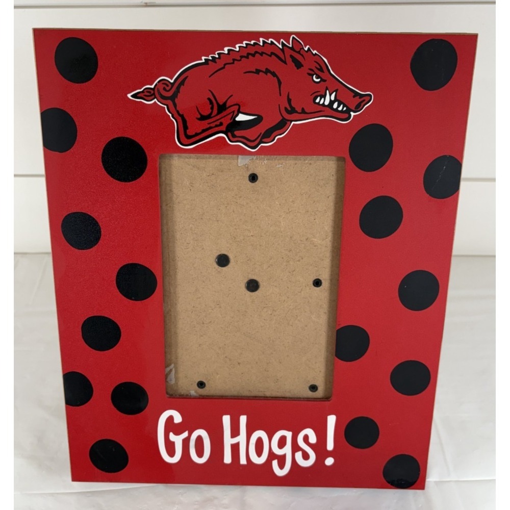 Arkansas Razorbacks Picture Frame Polka Dots Red Black Go Hogs! 4"x6"